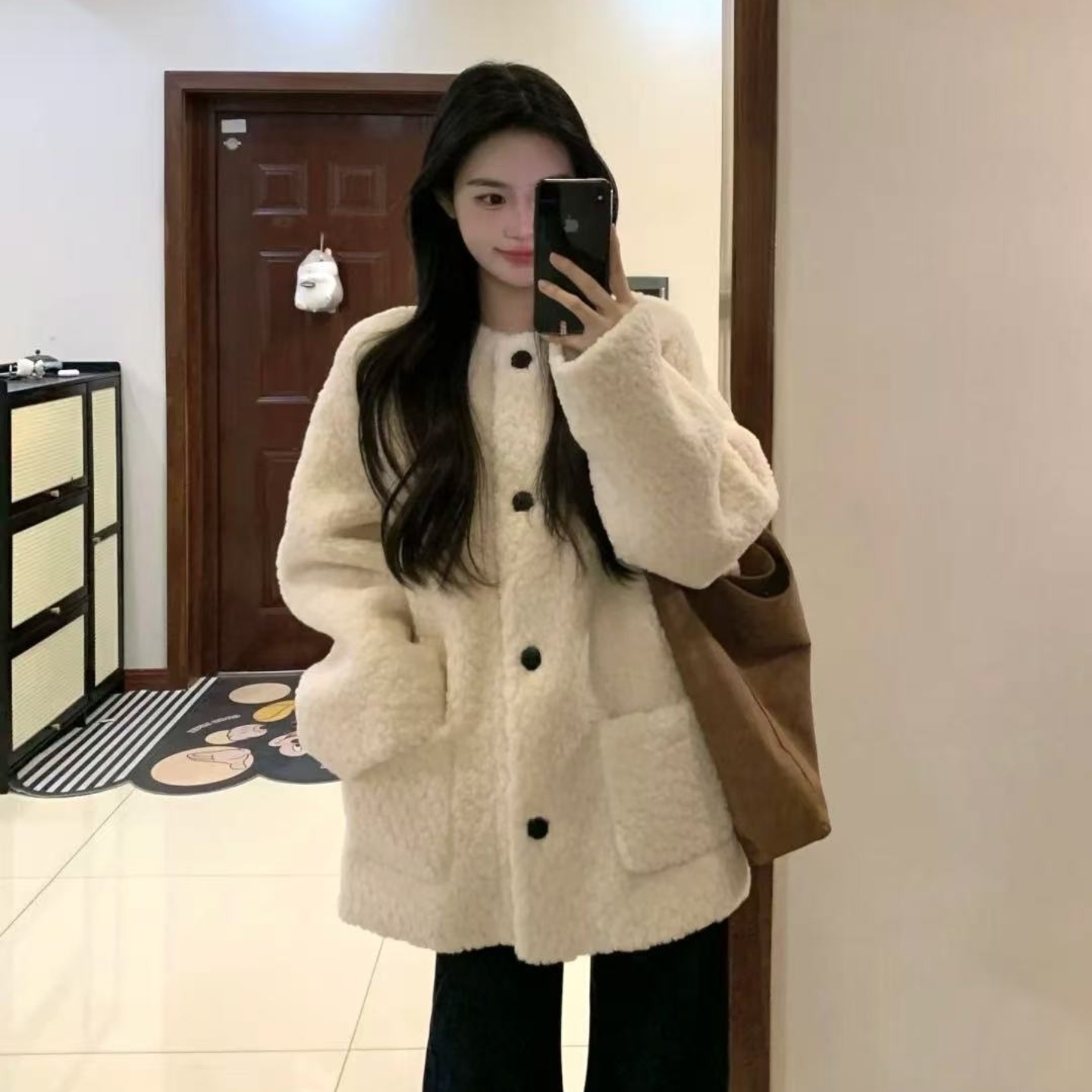 韩系羊羔毛外套女冬新款爆款大衣