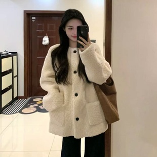 韩系羊羔毛外套女冬新款 小香风皮毛一体宽松减龄百搭毛毛大衣 爆款
