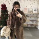 羊羔毛长款 外套女2025秋冬新款 慵懒感拼皮牛角扣宽松保暖咖色大衣