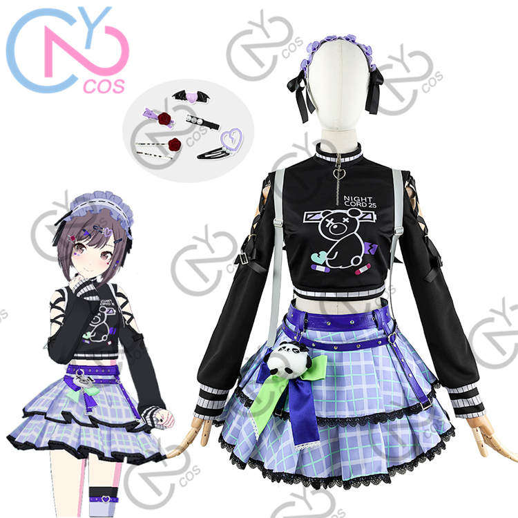 次元二世界计划 东云绘名cos服动漫服圆领长袖常规通勤格子短裙图片