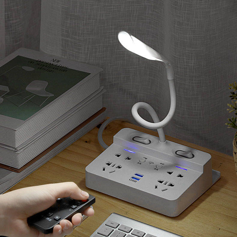 遥控台灯插座带延长线桌面多用功能智能usb充电办公可调光接线板