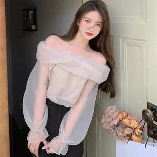 超仙泡泡袖 纯欲辣妹短款 碎花衬衫 别致漂亮雪纺小衫 上衣 女夏季 法式