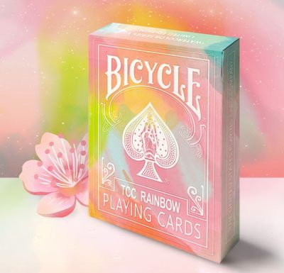 默默纸牌Bicycle Rainbow deck美国白桃雪松彩虹v3收藏扑克牌