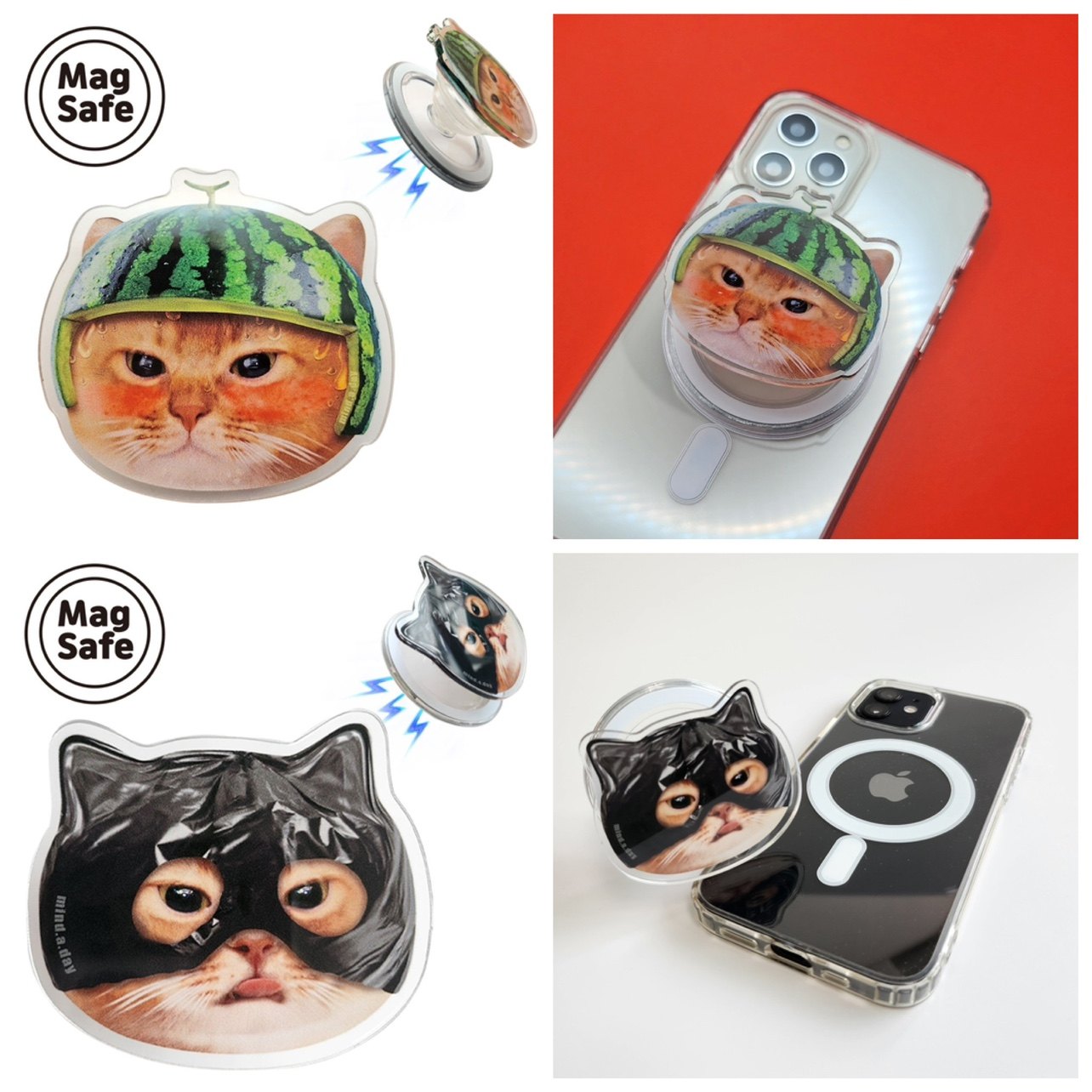 韩国代购正品 Mindaday猫咪covercat磁吸支架气囊可爱手机座卡通