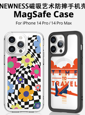 新款 韩国正品 NEWNESS 适用苹果14pro/14promax防摔磁吸多功能手机壳保护套卡通挂绳强力硅胶PC双层简约可爱