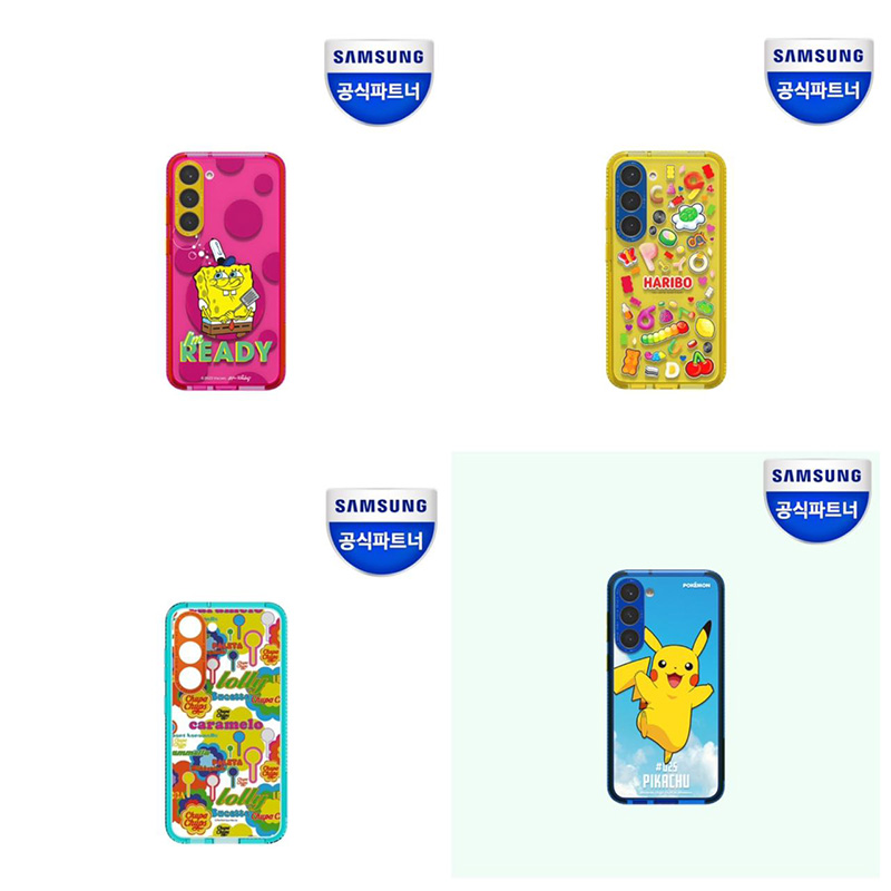 韩国官方正品 适用三星S23+中杯防摔保护套双层硅胶套手机壳宝可梦小黄人珍珠包软糖卡通可爱海绵宝宝PC硅胶