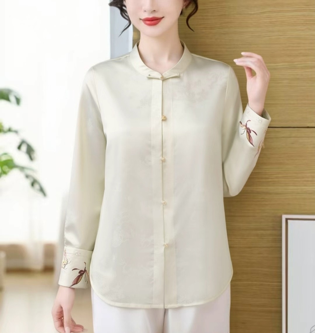 复古国风刺绣提花立领衬衣2026春季新款长袖气质盘扣上衣中式衬衫,女装/女士精品,衬衫,淘宝优惠券,粉丝福利购,淘宝优惠卷