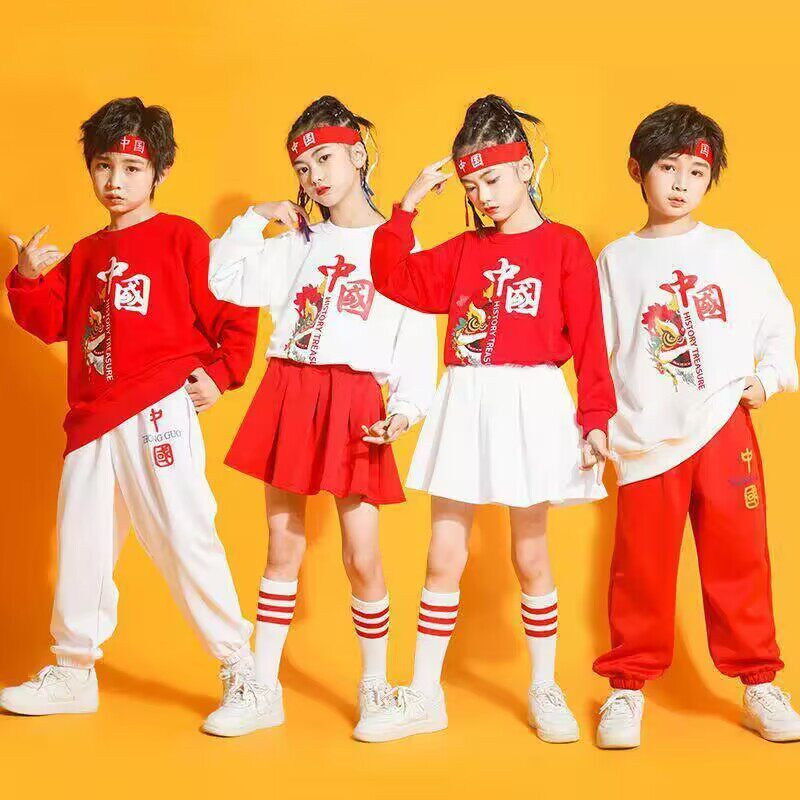 春秋儿童表演服中国风幼儿园啦啦操舞蹈服小学生班服啦啦队演出服