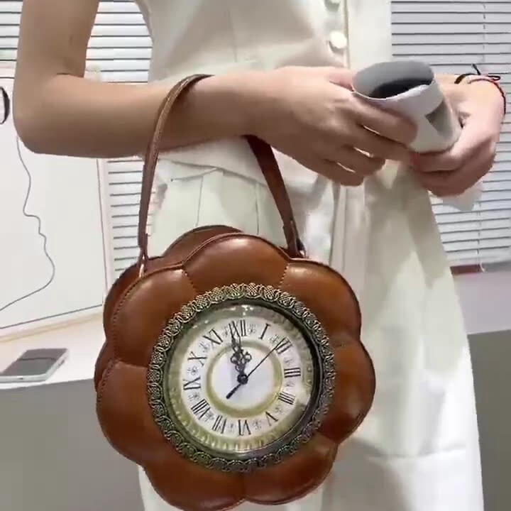时钟钟表包奇葩趣味小圆包手提包