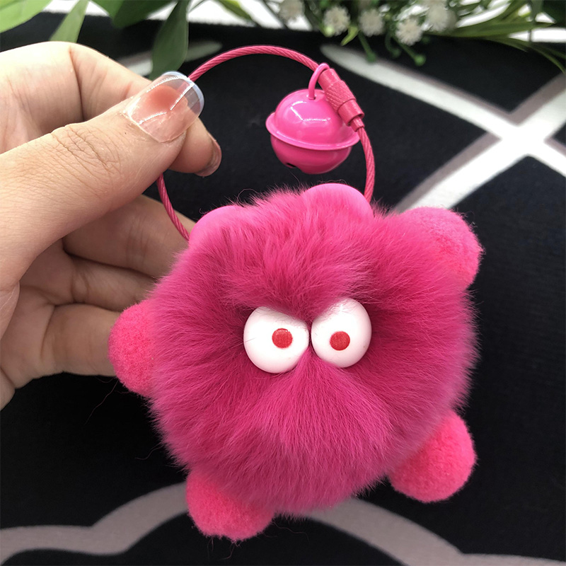 可爱獭兔毛小煤球汽车钥匙扣网红