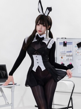 魅:6D油光连体丝袜性感cos兔女郎制服紧身免脱