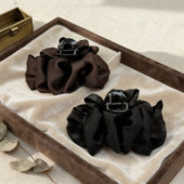 诗泊雅 发夹简约风发饰抓夹 缎面云朵泡泡抓夹千金风复古风法式