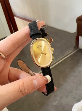 IBSO品牌新款正品手表女椭圆形小众皮带气质百搭时尚新款防水真皮