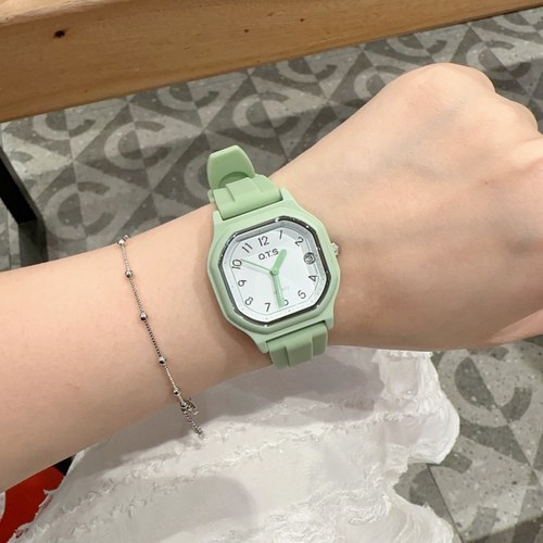 奥迪斯OTS品牌 学生方形日历手表简约考试防水青少年初高中百搭