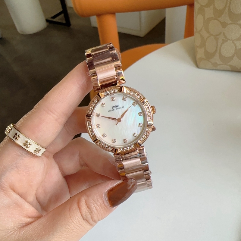 瑞士IBSO新款镶钻女士手表贝母时尚简约潮流高级感轻奢名牌防水