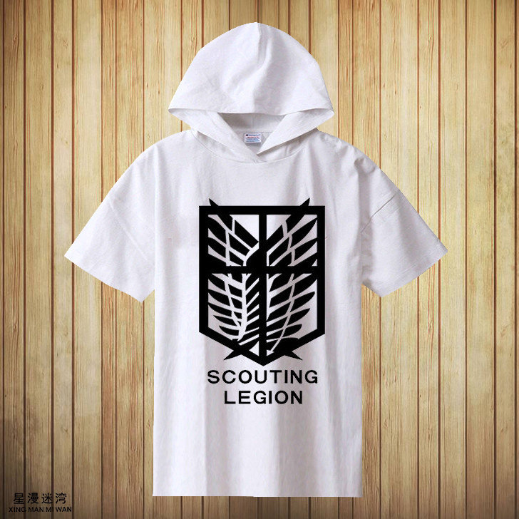 进击的巨人艾伦兵长三笠自由之翼周边儿童t恤短袖连帽衣服体恤 黑鸟帝国 淘优券