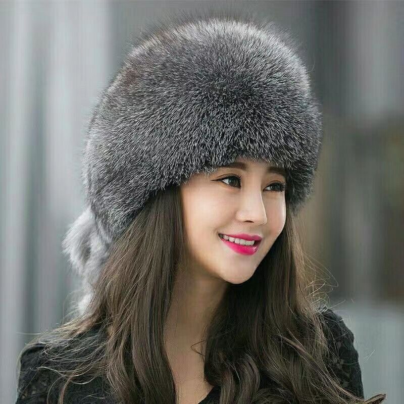 仿狐狸毛水貂帽子女冬季新款皮草毛蒙古帽加厚保暖五尾帽包头礼帽