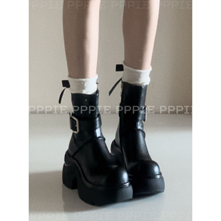 PPPIE 特别质感 7cm帮面牛皮带防水台不厚重的厚底短靴！