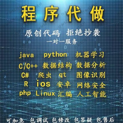 计算机程序开发python代编程Java代做c语言接单c++代码编写c#设计