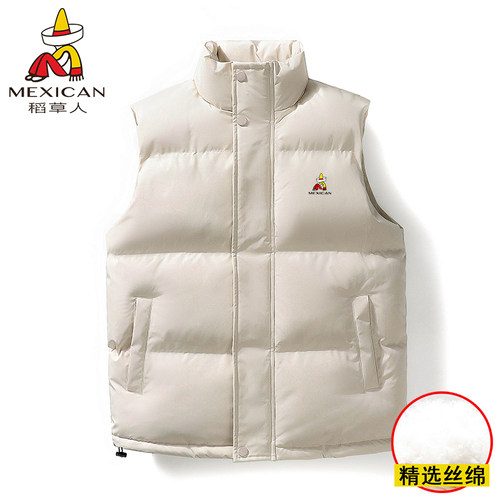 稻草人保暖马甲男冬季背心无袖坎肩外穿羽绒棉服立领马夹防风外套