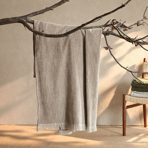 浅咖色奶油风搭毯床尾巾酒店民宿别墅家具样板间软装装饰毯定制