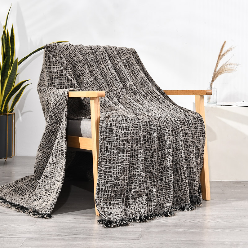 咖色条纹现代高级感床尾毯搭巾沙发床上装饰毯样板间售楼部软装