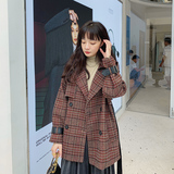 现货2022冬季新款格子系腰含羊绒80毛呢大衣P135K198，女装毛呢外套，时倾STUDIO