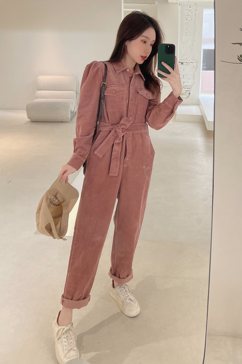 出货中2022春季新款灯芯绒连体裤P140K198,女装连体裤,时倾STUDIO