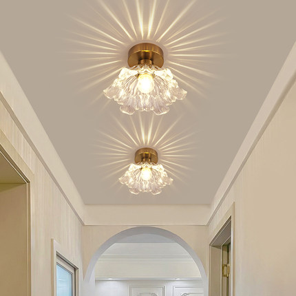 走廊灯过道灯吸顶灯入户灯水晶灯玄关灯中古风2025新款LED阳台灯