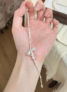 铃兰花碎银珍珠精致手链女ins小众设计轻奢高级闺蜜手饰甜美礼物