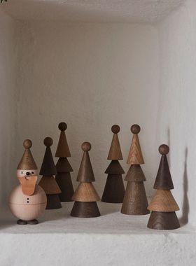 丹麦代购OYOY圣诞老人麋鹿圣诞树雕塑木质手工桌面摆件玄关装饰