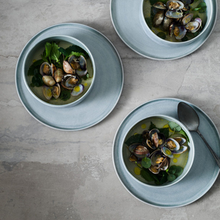 瑞典Mateus雾霾蓝北欧极简陶瓷盘子沙拉碗西餐餐具碟子马克杯水壶