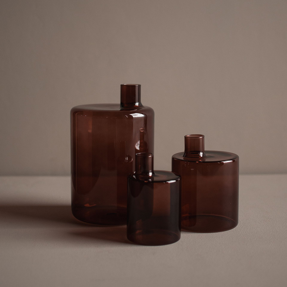 丹麦代购 DBKD 北欧Pipe玻璃透明绿色琥珀色插花小花瓶花器客厅