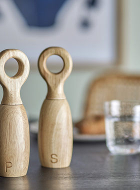 丹麦 Bloomingville 木质Martim手动黑胡椒现磨海盐研磨器调料瓶