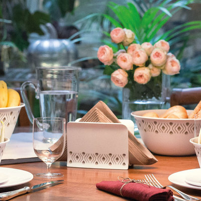 意大利产 StefanPlast 简约花纹纸巾座餐巾纸托餐桌收纳立式纸架