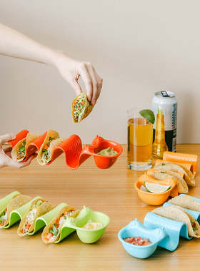 美国代购 Prepara 可爱毛毛虫波浪形塔可架taco架子酱料碗一组4个