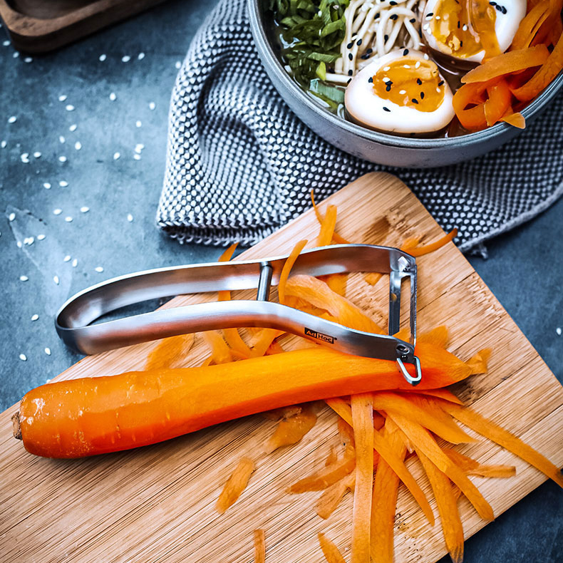 德国 Adhoc 优质不锈钢厨房削皮刀果蔬打皮土豆去皮器双刃带挖口