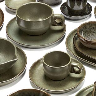 比利时品牌Serax 复古绿色窑变釉餐盘子碟子马克杯咖啡杯碟沙拉碗