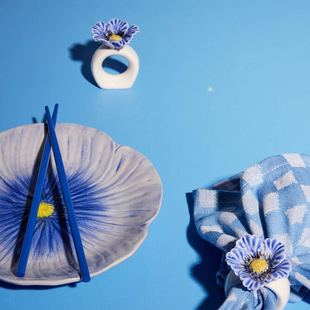 瑞典代购 Byon可爱陶瓷立体花朵餐巾环戒指西餐餐布扣napkin ring