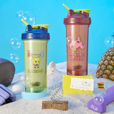 新品代购 Blenderbottle海绵宝宝健身运动水杯奶昔蛋白粉摇摇杯子