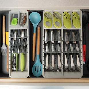 美国代购 Prepara 可调节厨房抽屉收纳分区勺子餐具整理分类隔板