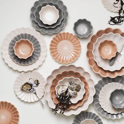 瑞典 Mateus 北欧ins风花瓣造型Oyster陶瓷盘子西餐碟子咖啡杯子