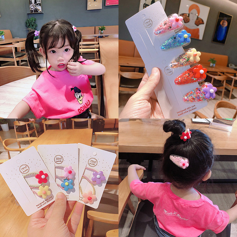韩国儿童发饰ins泫雅系花朵发夹宝宝皮筋女童头绳幼儿发卡bb夹子
