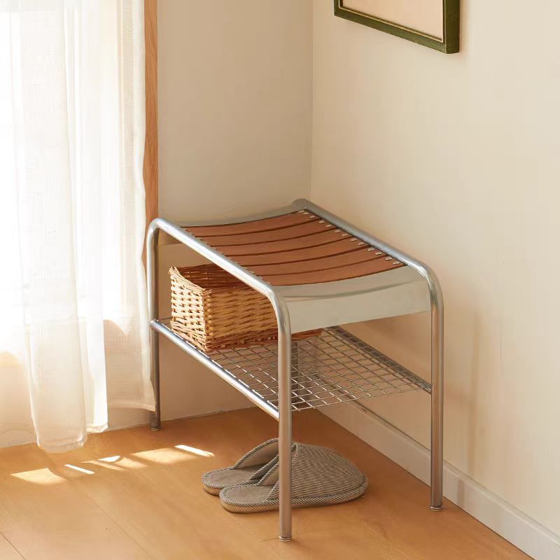 中古换鞋凳入门家用铁艺实木凳门口一体穿鞋凳鞋架可坐鞋柜收纳凳