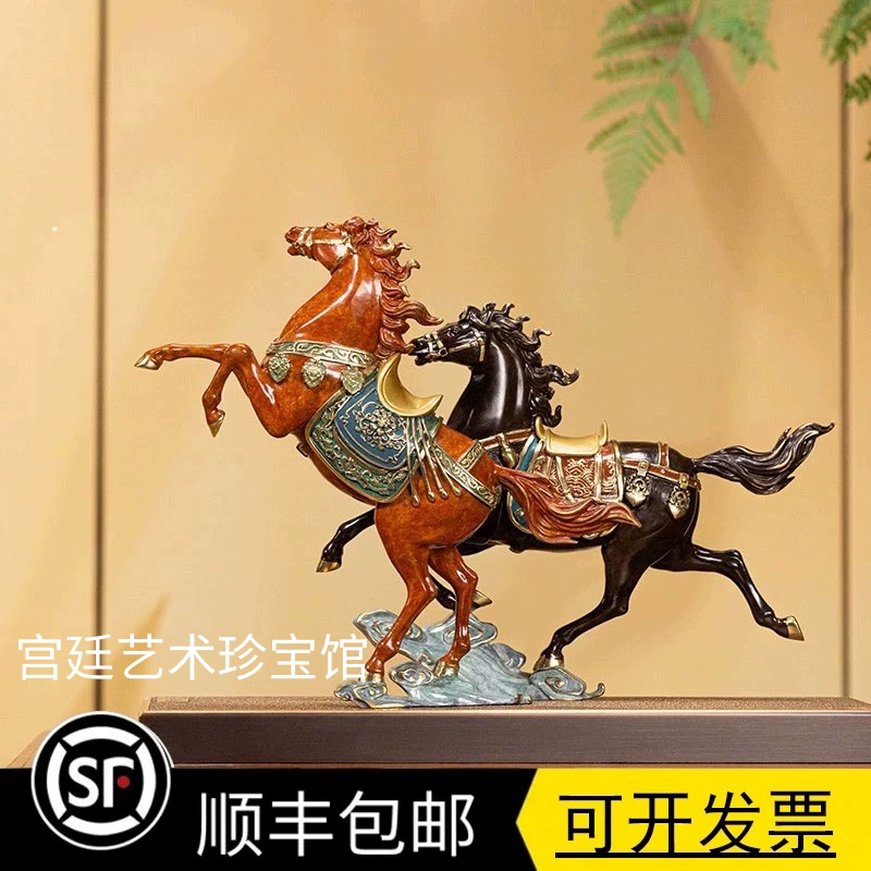 朱炳仁铜 双骏携辉马摆件玄关电视柜桌面书房装饰企业乔迁送礼图片