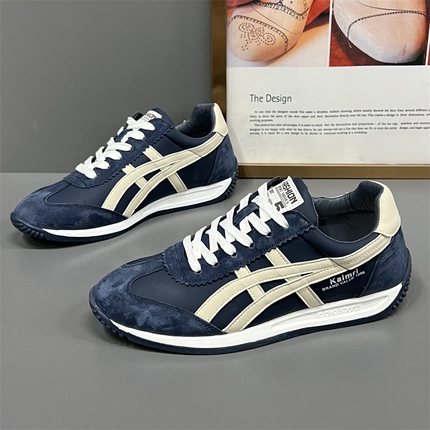 欧洲站潮男阿鞋甘2025秋季透气真皮拼接舒适软底系带休闲鞋子男款