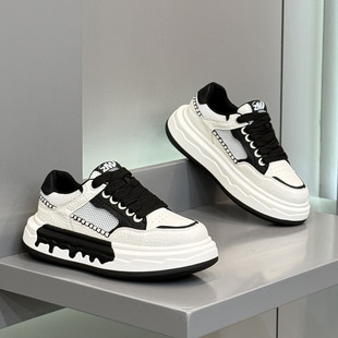 潮牌原创小众拼色时尚休闲鞋2026年春季新款网布透气增高厚底男鞋