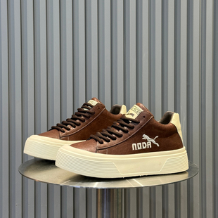 冬季 真皮高帮鞋 加绒保暖棉鞋 软底休闲板鞋 男鞋 男靴红色鞋 2025新款