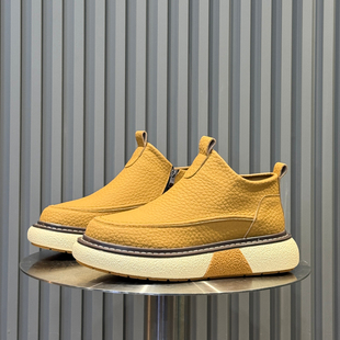 2025新款 软底休闲板鞋 真皮高帮鞋 加绒保暖棉鞋 男靴马丁靴 冬季 男鞋