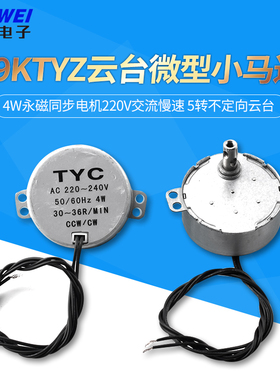 49KTYZ 4W永磁同步电机220V交流慢速 5转不定向云台微型小马达
